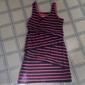 LOFT Pink and Navy Dress EUC Sz M